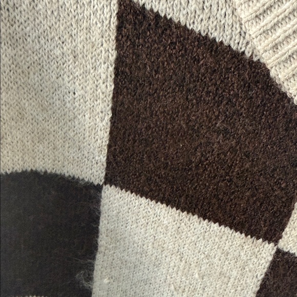 Sincerely Jules Brown and Cream Checkered Sweater - Picture 3 of 5